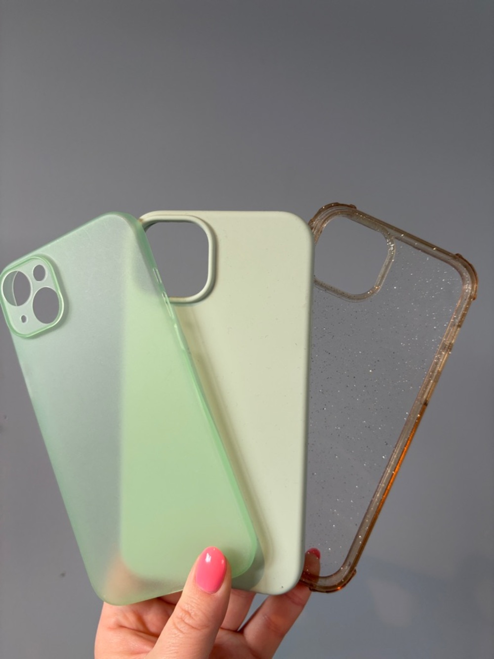 Soft Mint & Clear Glitter iPhone Plus Case Bundle - 3 pack